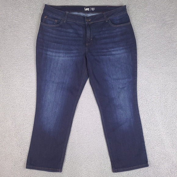 Lee Jeans‎ Women's 22 W Blue Regular Fit Straight Leg High Rise Dark 42x27 - Picture 2 of 16